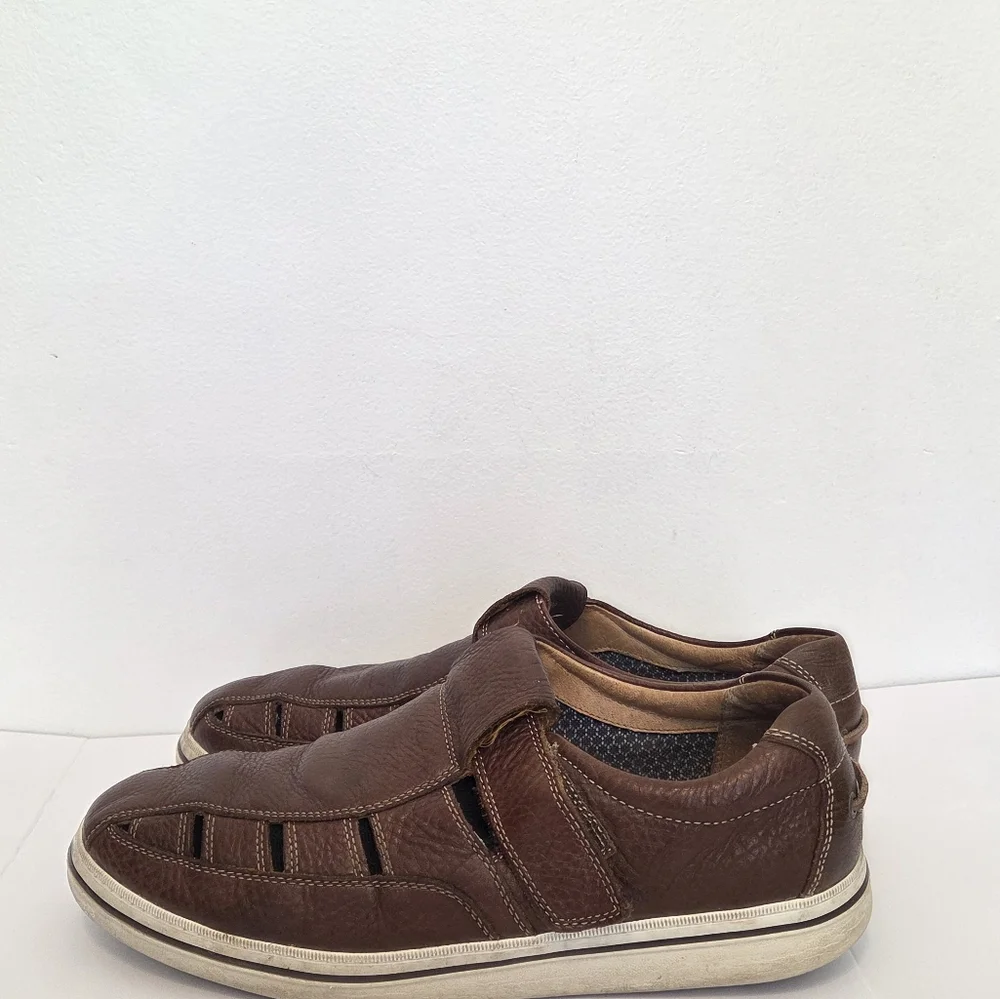 Johnston & Murphy Fisherman Style Leather Sheepskin Comfort Sandals Mens' Sz 13